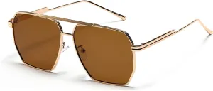 LASPOR Retro Oversized Square Sunglasses for Women Men Vintage Shades UV400 Large Metal Frame Sunglasses