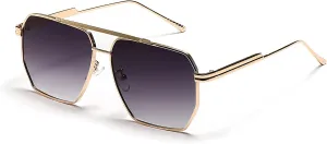 LASPOR Retro Oversized Square Sunglasses for Women Men Vintage Shades UV400 Large Metal Frame Sunglasses