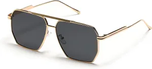 LASPOR Retro Oversized Square Sunglasses for Women Men Vintage Shades UV400 Large Metal Frame Sunglasses