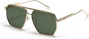 LASPOR Retro Oversized Square Sunglasses for Women Men Vintage Shades UV400 Large Metal Frame Sunglasses