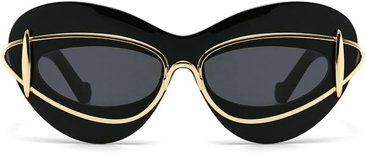 laureles Fashion Lips Cat Eye Sunglasses for Women Vintage Y2K Sun Glasses Ladies Gradient Black Shades UV400