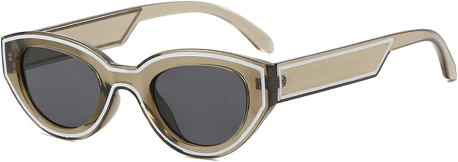 laureles Fashion Small Cat Eye Sunglasses Women Vintage Y2K Sun Glasses Men Leopard Champagne Glasses Female