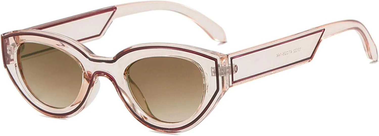 laureles Fashion Small Cat Eye Sunglasses Women Vintage Y2K Sun Glasses Men Leopard Champagne Glasses Female