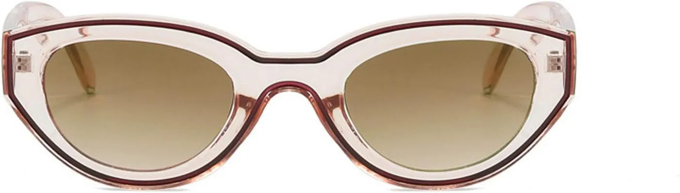laureles Fashion Small Cat Eye Sunglasses Women Vintage Y2K Sun Glasses Men Leopard Champagne Glasses Female