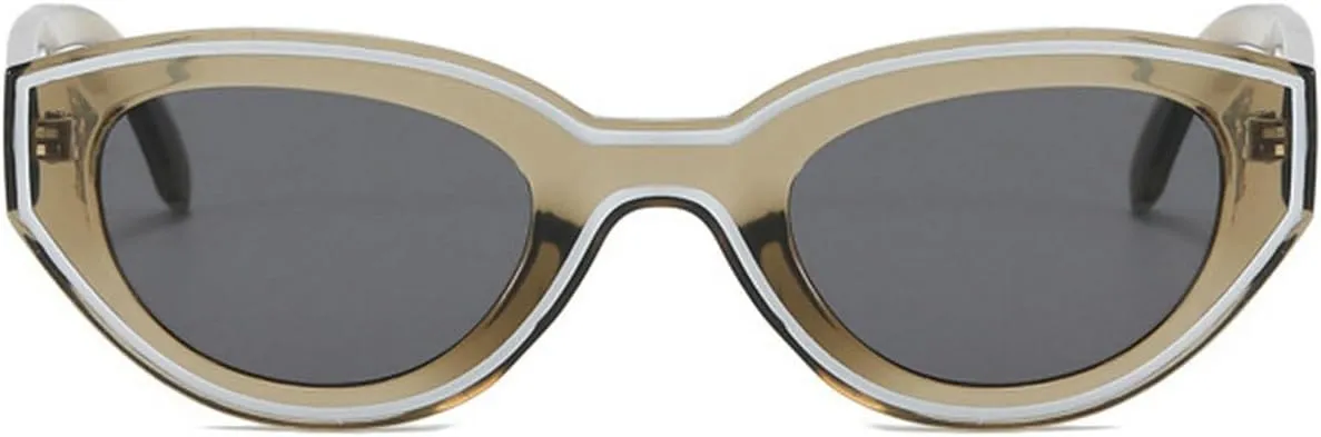 laureles Fashion Small Cat Eye Sunglasses Women Vintage Y2K Sun Glasses Men Leopard Champagne Glasses Female