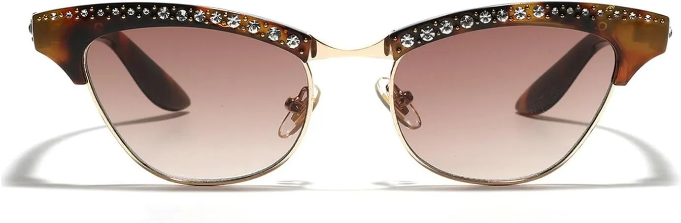 laureles Sparkling Rhinestone Cat Eye Sunglasses Women Men Vintage Leopard Bling Crystal Sun Glasses Female