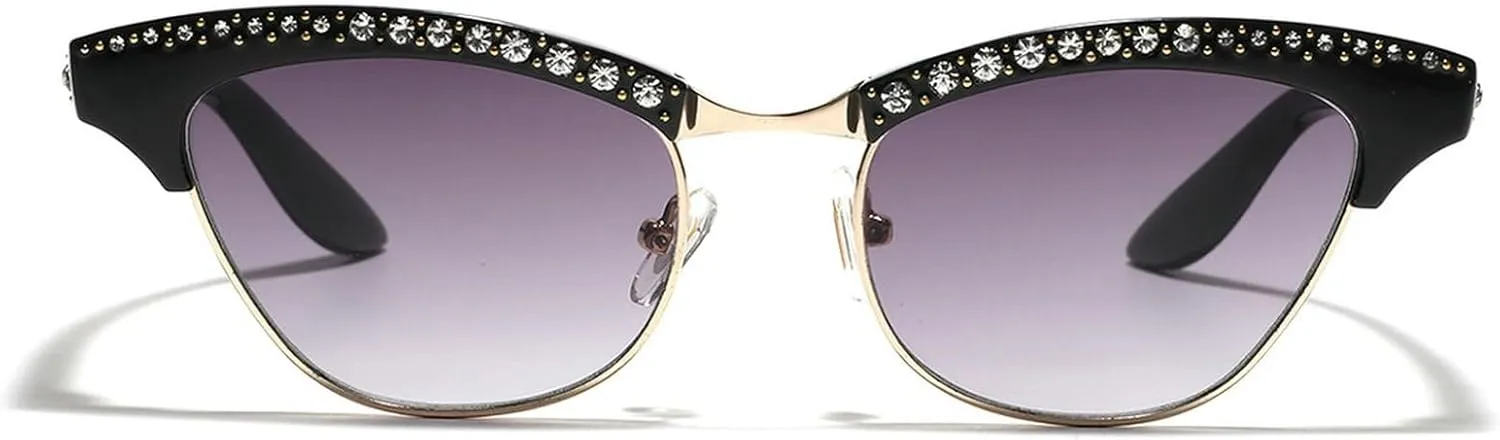 laureles Sparkling Rhinestone Cat Eye Sunglasses Women Men Vintage Leopard Bling Crystal Sun Glasses Female
