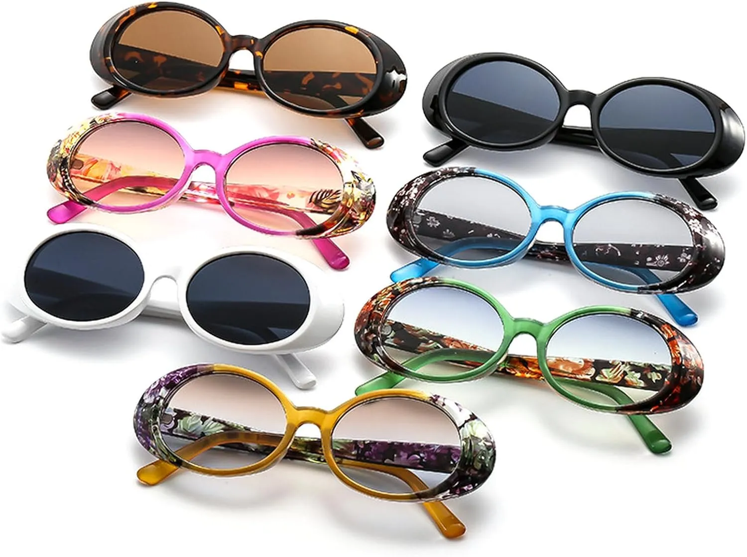 laureles Vintage Floral Oval Sunglasses Women Fashion Sun Glasses for Men Small Frame Round Shades Female L15