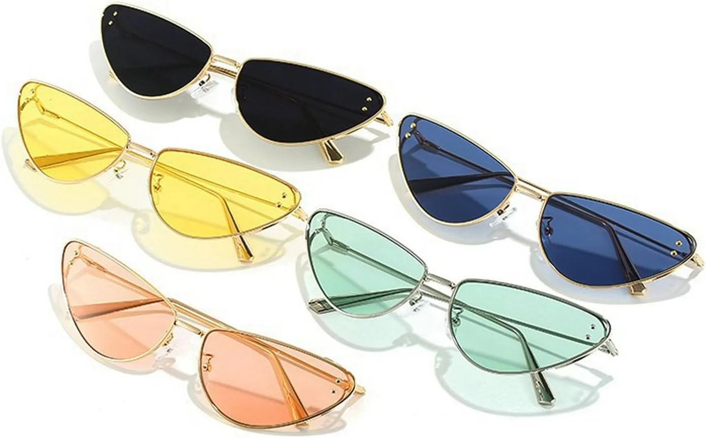 laureles Vintage Small Cat Eye Sunglasses for Women Metal Frames Gold Grey Sun Glasses Men Outdoor Travel L17