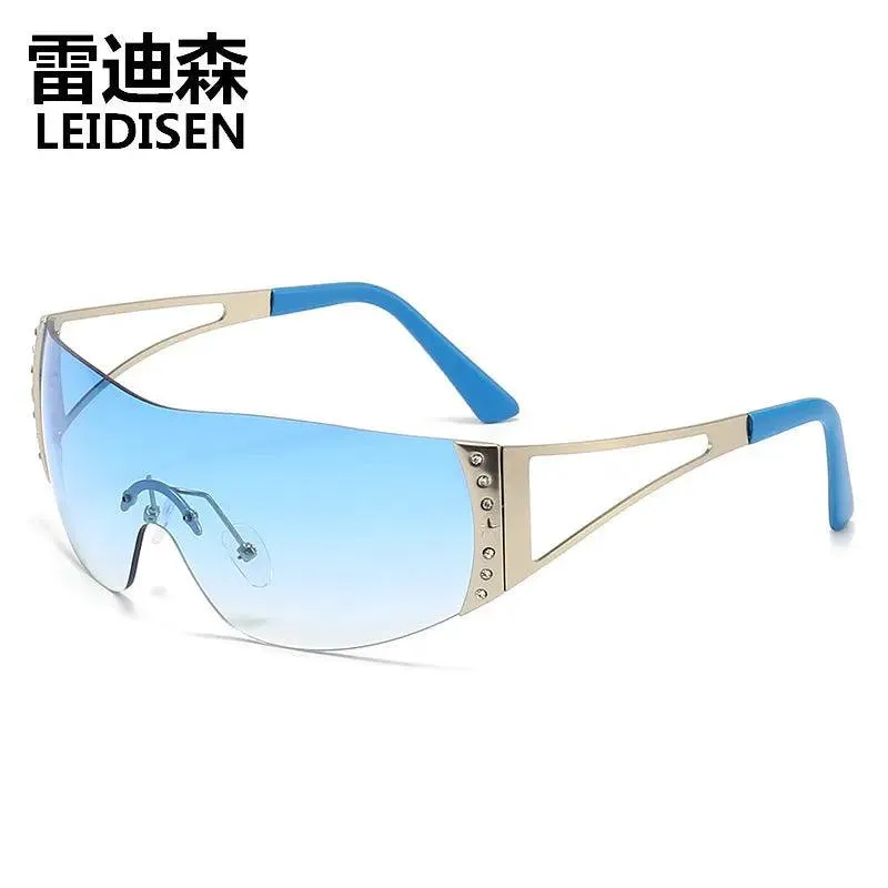 LEIDISEN Rimless Y2K sunglasses, Men and Women, hot rhinoceros one-piece sunglasses trend sports mirror 2974