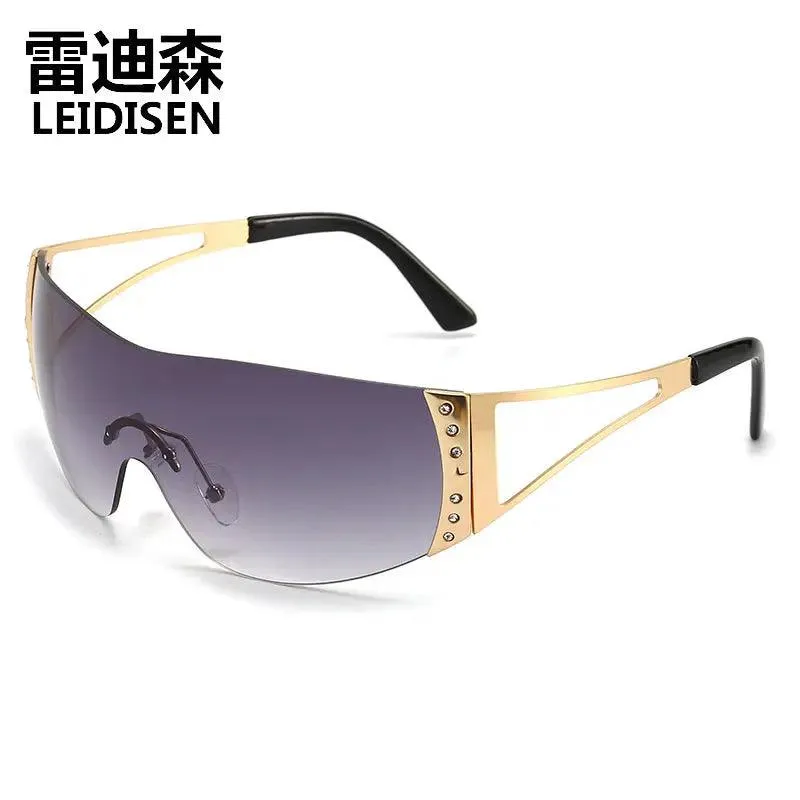 LEIDISEN Rimless Y2K sunglasses, Men and Women, hot rhinoceros one-piece sunglasses trend sports mirror 2974