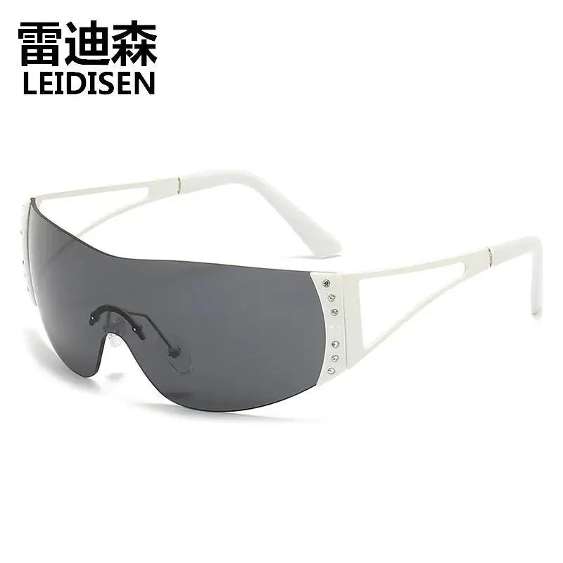 LEIDISEN Rimless Y2K sunglasses, Men and Women, hot rhinoceros one-piece sunglasses trend sports mirror 2974