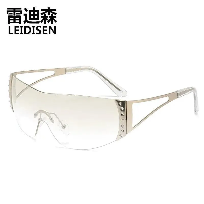 LEIDISEN Rimless Y2K sunglasses, Men and Women, hot rhinoceros one-piece sunglasses trend sports mirror 2974
