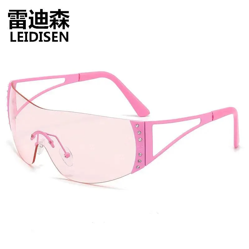 LEIDISEN Rimless Y2K sunglasses, Men and Women, hot rhinoceros one-piece sunglasses trend sports mirror 2974