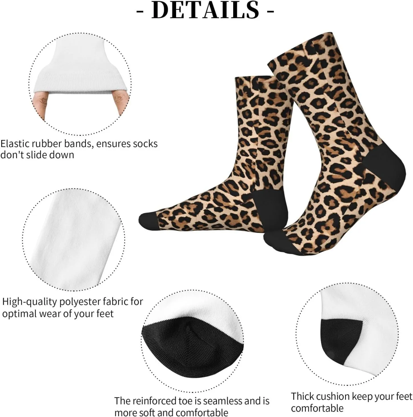 Leopard Patterned Wallpaper Print Adult Socks Fun Patterned Funky Crew Socks