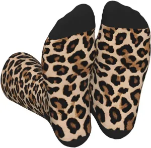 Leopard Patterned Wallpaper Print Adult Socks Fun Patterned Funky Crew Socks