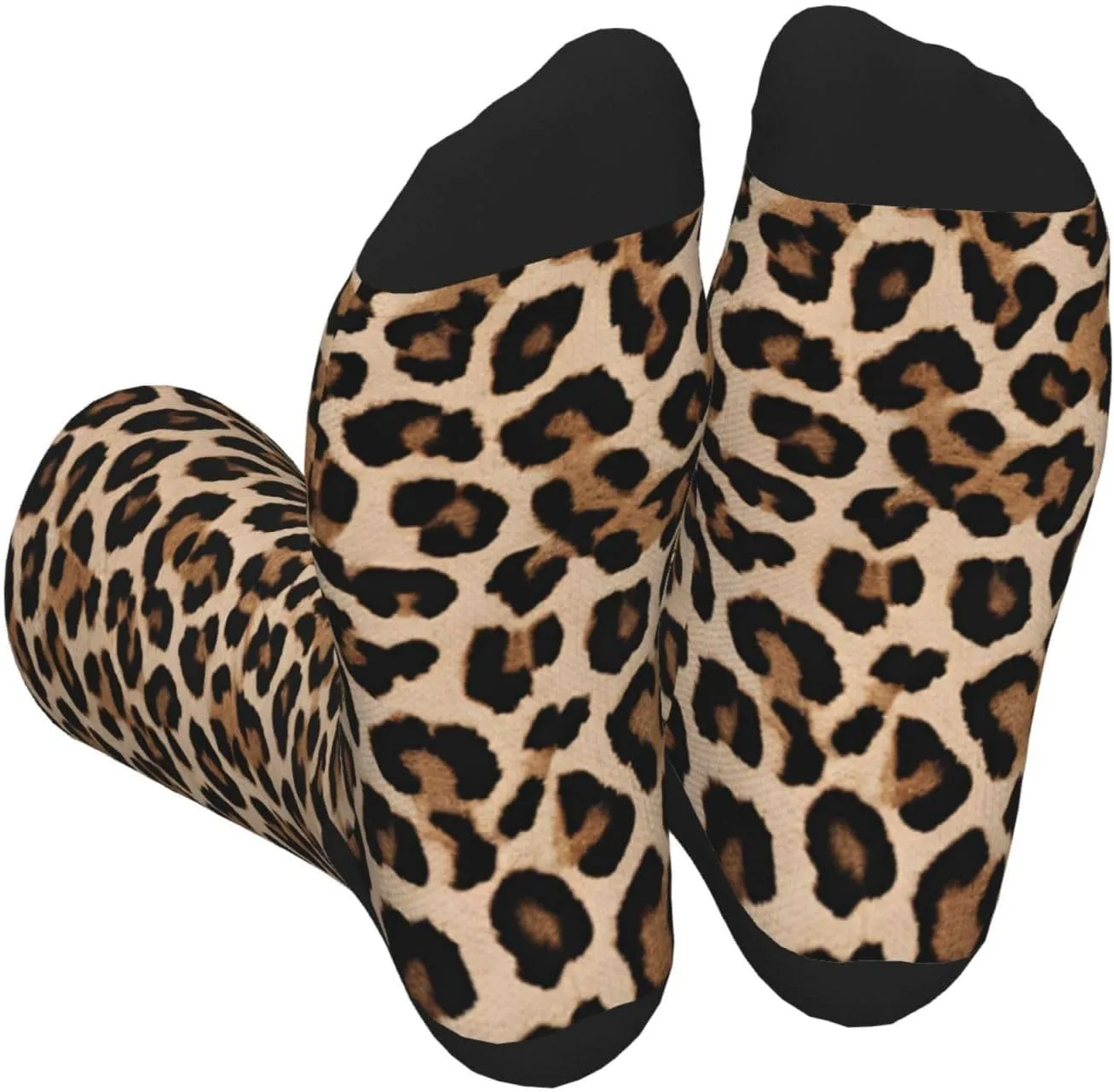 Leopard Patterned Wallpaper Print Adult Socks Fun Patterned Funky Crew Socks
