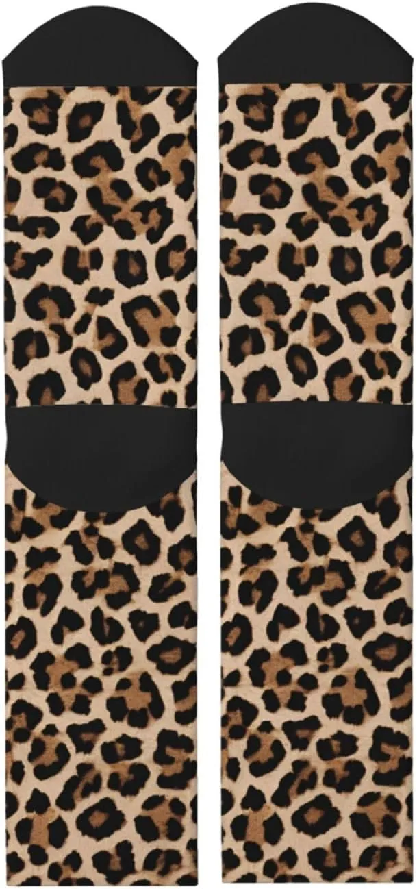 Leopard Patterned Wallpaper Print Adult Socks Fun Patterned Funky Crew Socks