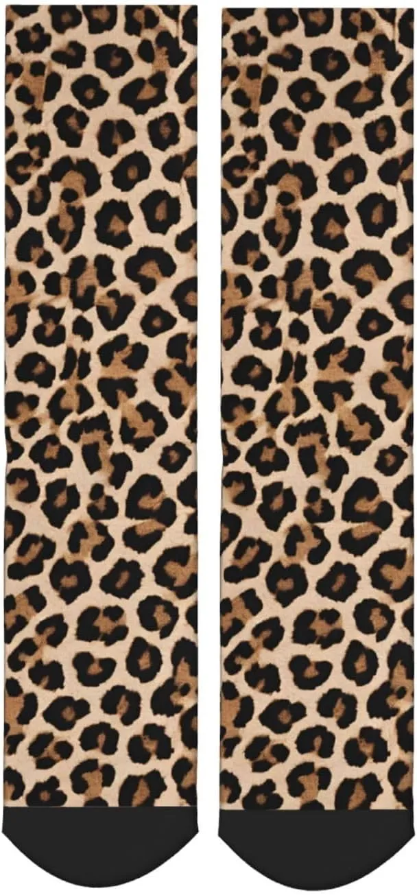 Leopard Patterned Wallpaper Print Adult Socks Fun Patterned Funky Crew Socks