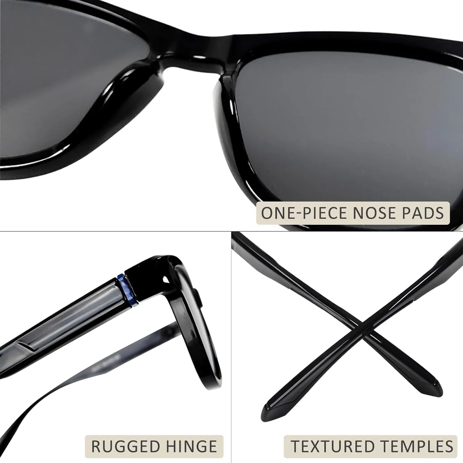 LIXX Polarized Trendy Outdoor Sunglasses For Men and Women - Retro Rectangle Square TR90 Frame with Color-Blocking Design