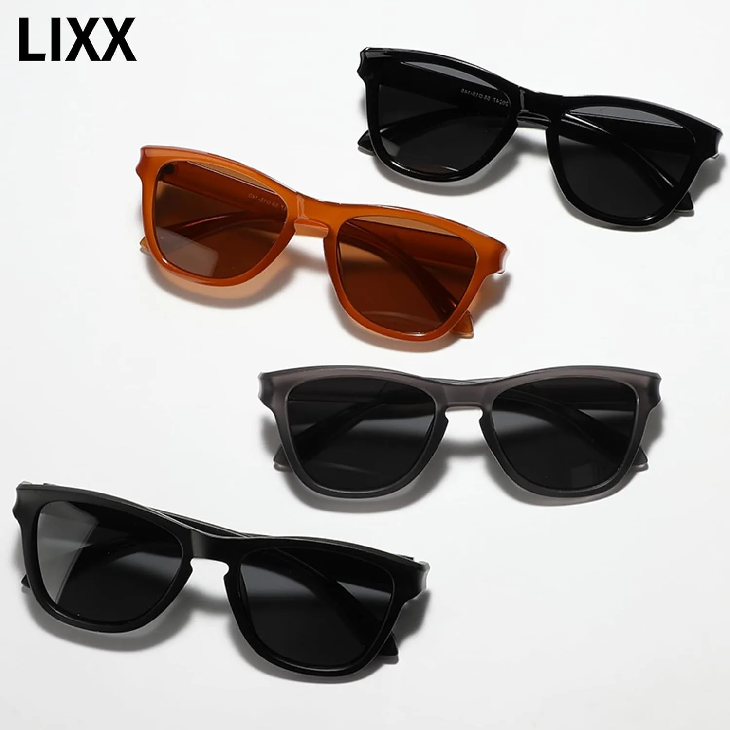 LIXX Polarized Trendy Outdoor Sunglasses For Men and Women - Retro Rectangle Square TR90 Frame with Color-Blocking Design