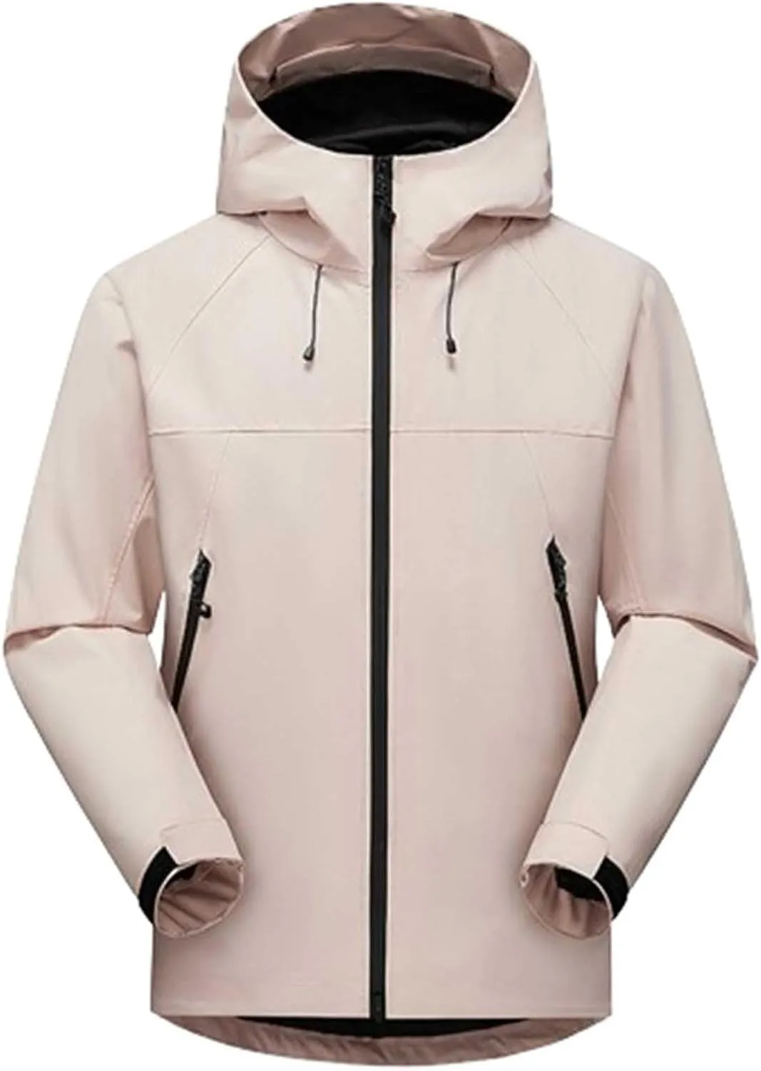 Lmdudan Rain Jacket for Women Waterproof Long Sleeve Zip up Lightweight Hooded Windbreaker Coat Travel Hiking Outdoor Outwear