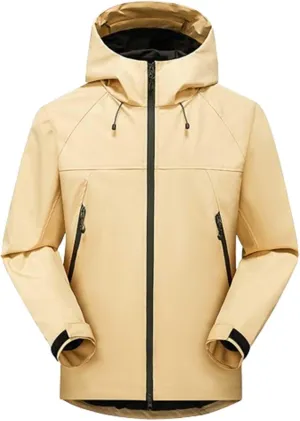 Lmdudan Rain Jacket for Women Waterproof Long Sleeve Zip up Lightweight Hooded Windbreaker Coat Travel Hiking Outdoor Outwear