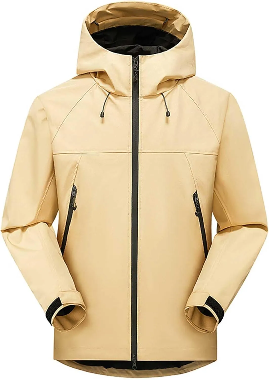 Lmdudan Rain Jacket for Women Waterproof Long Sleeve Zip up Lightweight Hooded Windbreaker Coat Travel Hiking Outdoor Outwear