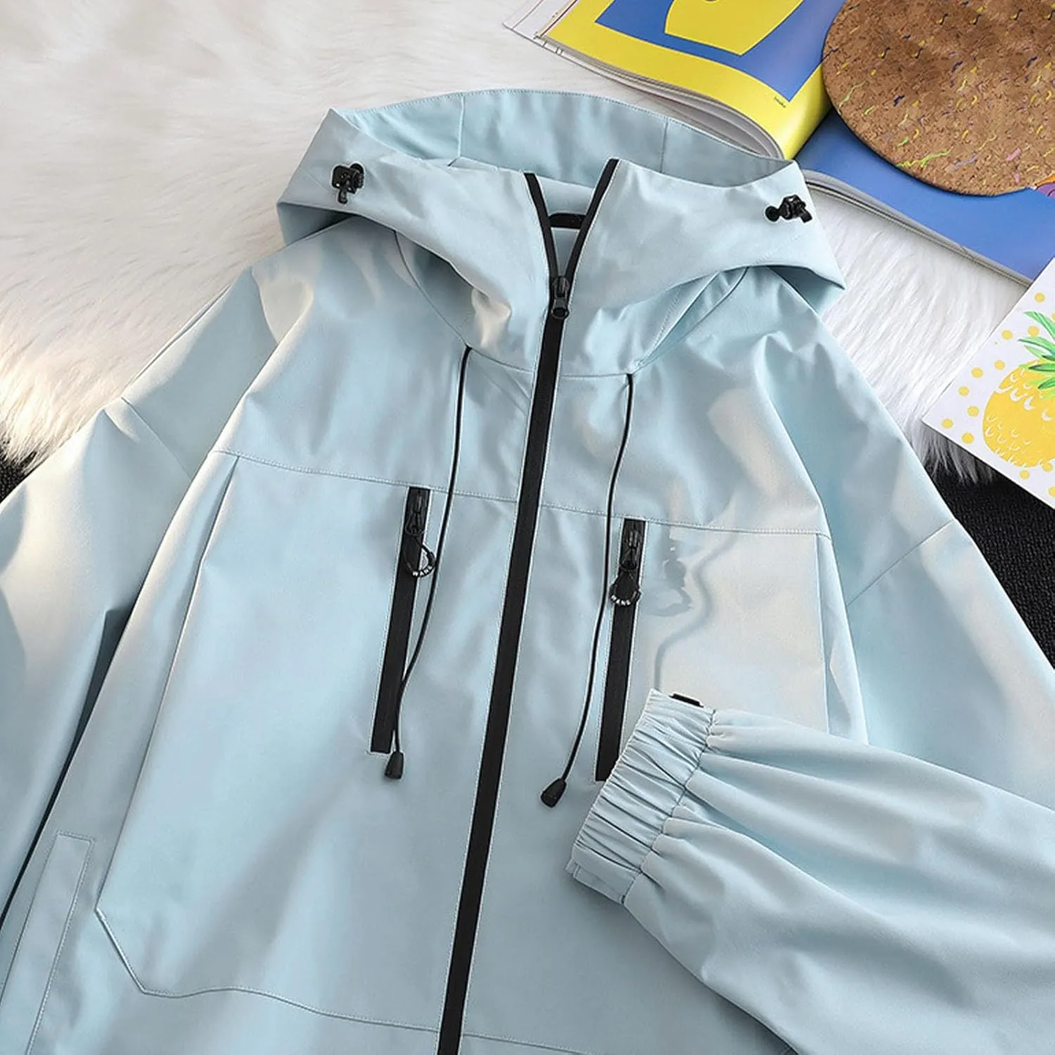 Lmdudan Women Rain Jacket Lightweight Waterproof Coat Hooded Jackets Lightweight Windbreaker Raincoat Outwear with Pockets