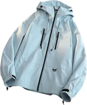 Lmdudan Women Rain Jacket Lightweight Waterproof Coat Hooded Jackets Lightweight Windbreaker Raincoat Outwear with Pockets