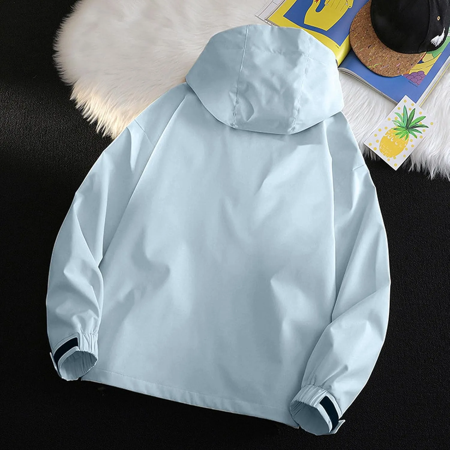 Lmdudan Women Rain Jacket Lightweight Waterproof Coat Hooded Jackets Lightweight Windbreaker Raincoat Outwear with Pockets