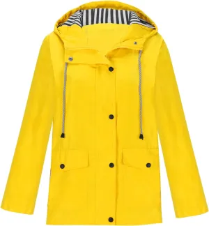 Lmdudan Womens Rain Coat Waterproof Active Outdoor Rain Jacket Lightweight Zip Up Fall Winter Raincoat Windbreaker With Hood