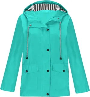 Lmdudan Womens Rain Coat Waterproof Active Outdoor Rain Jacket Lightweight Zip Up Fall Winter Raincoat Windbreaker With Hood