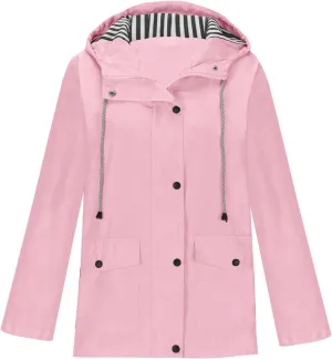 Lmdudan Womens Rain Coat Waterproof Active Outdoor Rain Jacket Lightweight Zip Up Fall Winter Raincoat Windbreaker With Hood