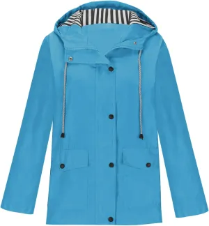 Lmdudan Womens Rain Coat Waterproof Active Outdoor Rain Jacket Lightweight Zip Up Fall Winter Raincoat Windbreaker With Hood