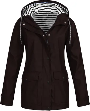 Lmdudan Women's Raincoats Waterproof Rain Jacket Lightweight Active Outdoor Hooded Coats Zip Up Windbreaker with Pockets