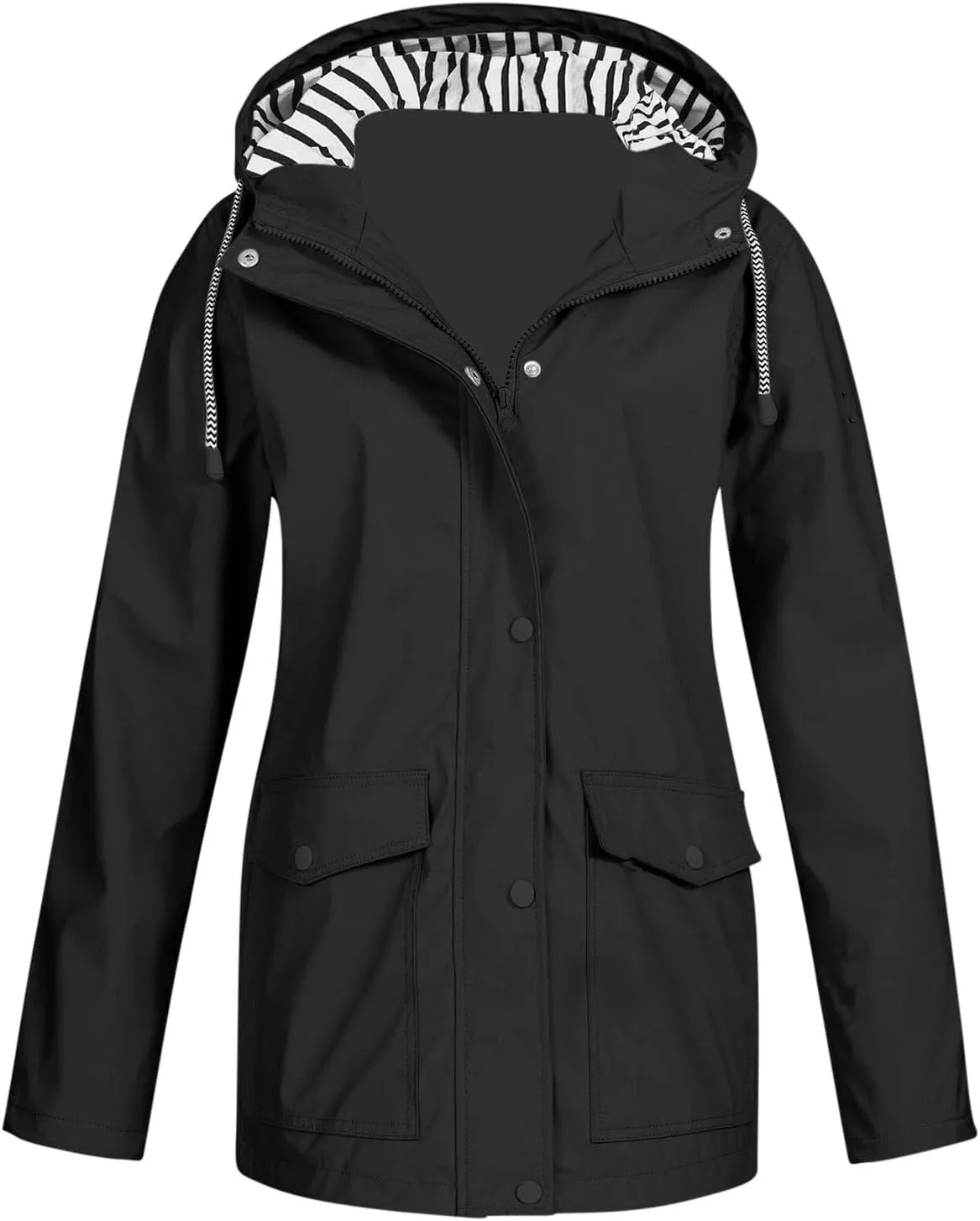 Lmdudan Women's Waterproof Raincoat Lightweight Rain Jacket Active Hooded Windbreaker with Pocket for Outdoor Hiking Travel