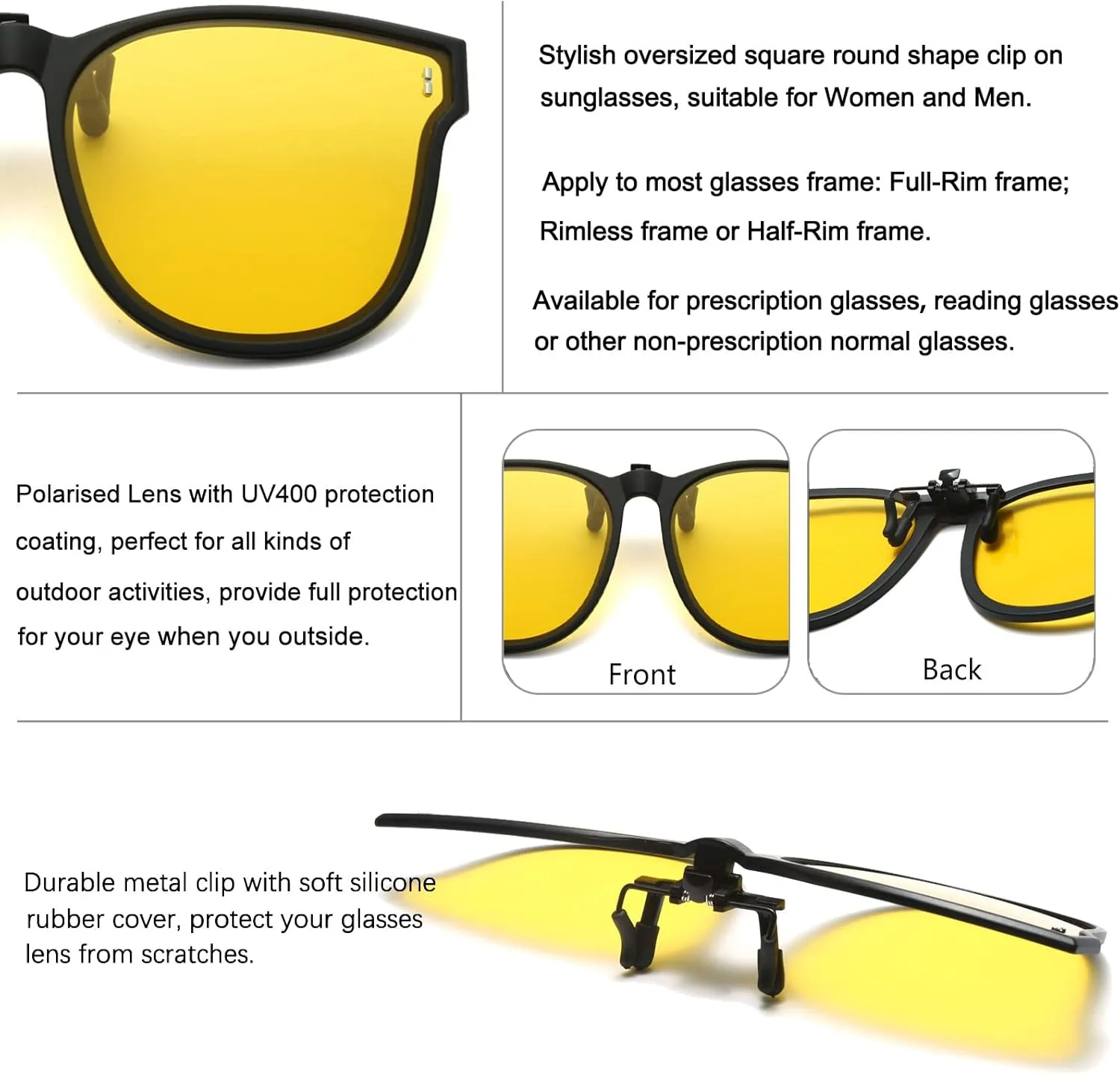Long Keeper Oversized Polarized Clip On Sunglasses Women Men Classic Driving Fishing Flip Up Sunglasses Over Glasses