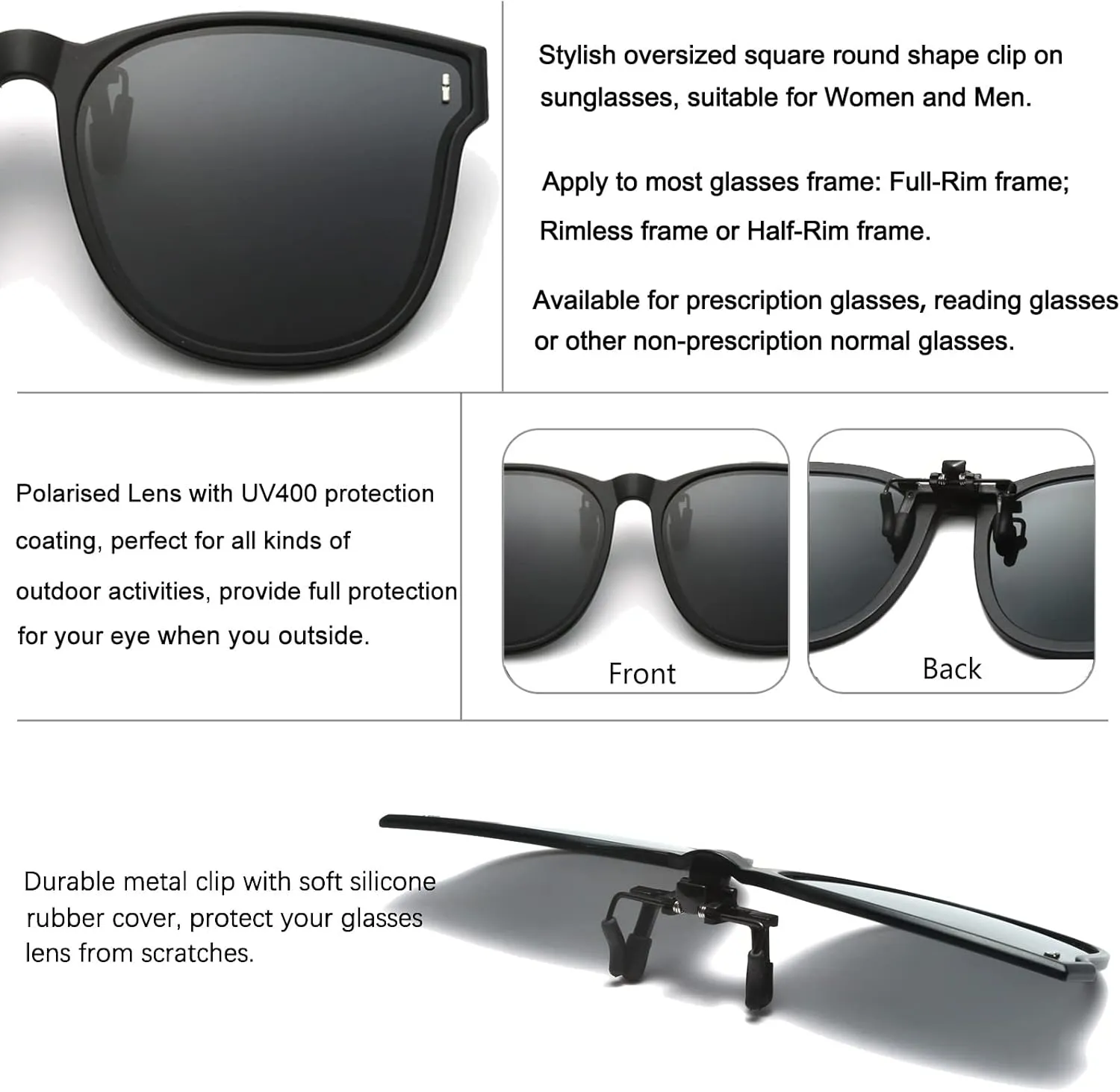 Long Keeper Oversized Polarized Clip On Sunglasses Women Men Classic Driving Fishing Flip Up Sunglasses Over Glasses