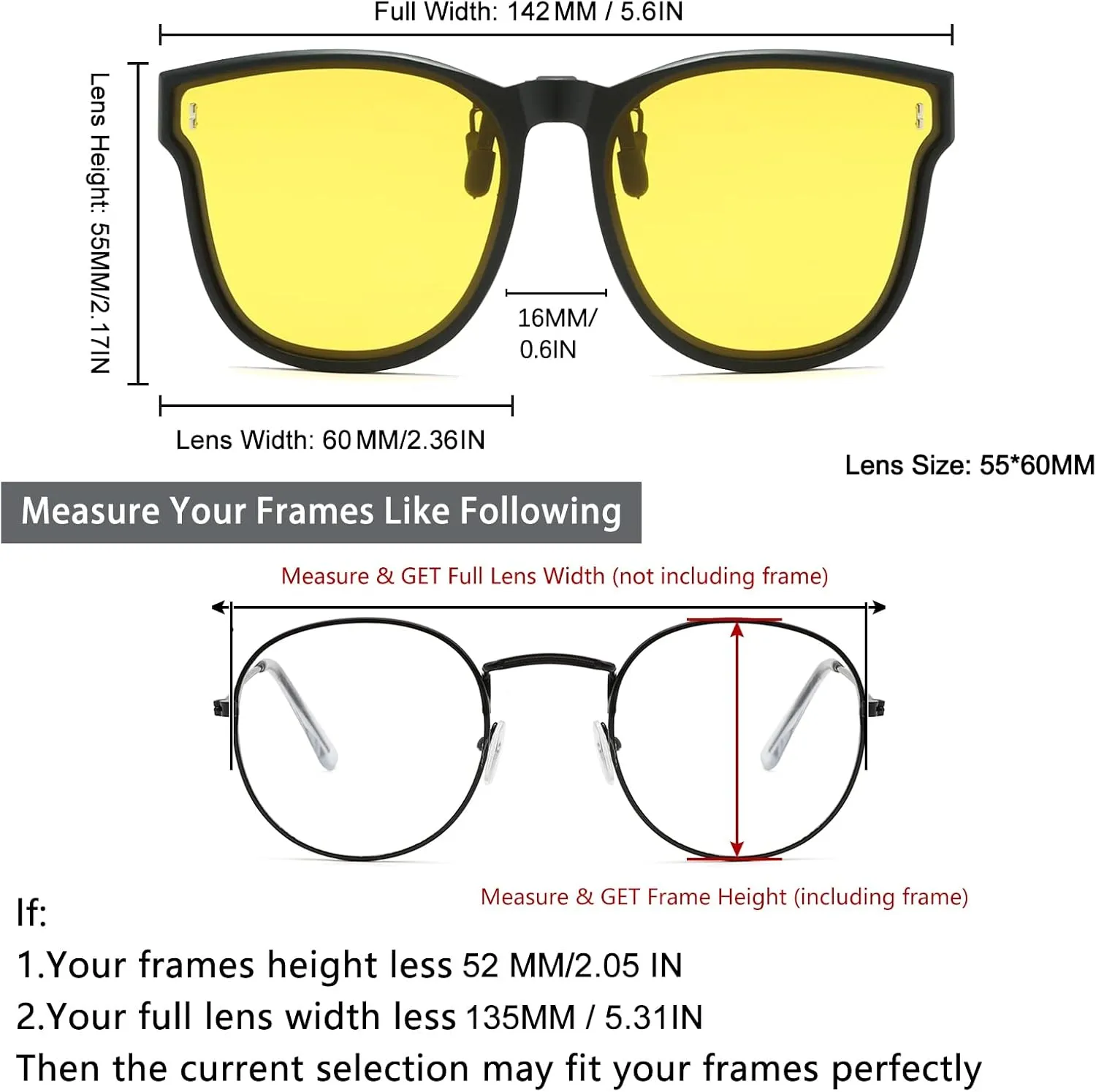 Long Keeper Oversized Polarized Clip On Sunglasses Women Men Classic Driving Fishing Flip Up Sunglasses Over Glasses