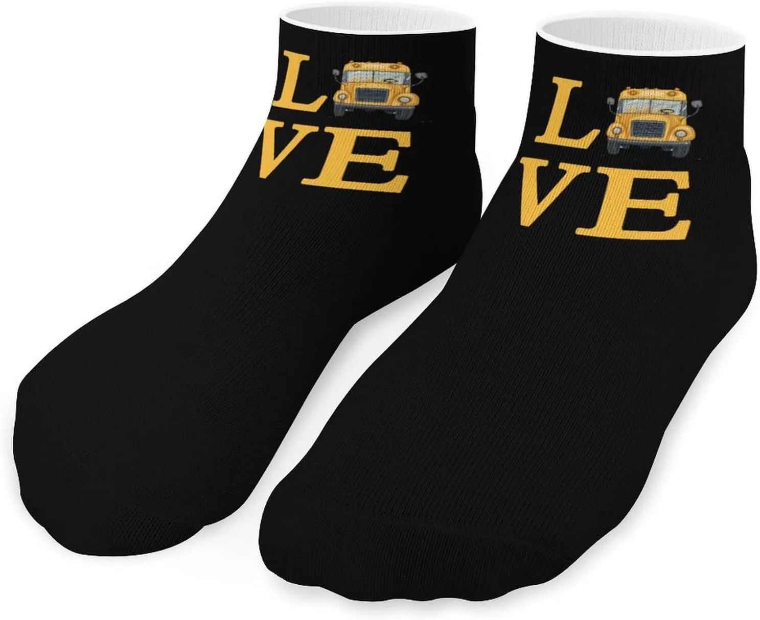 Love School Bus Ankle Socks Breathable Low Cut Sports Socks Casual No Show Sock for Women Men