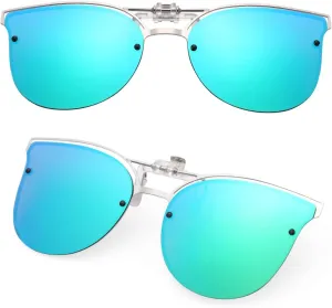 LUFF Polarized Women Clip-On Driving Sunglasses With Flip Up Function-Suitable, Vintage Cat Eye Outdoor Sunglasses for Ladies