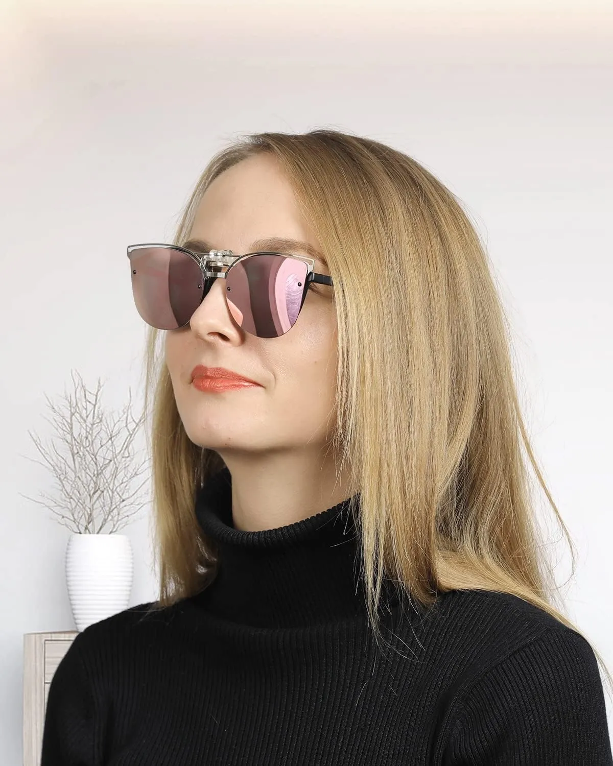 LUFF Polarized Women Clip-On Driving Sunglasses With Flip Up Function-Suitable, Vintage Cat Eye Outdoor Sunglasses for Ladies