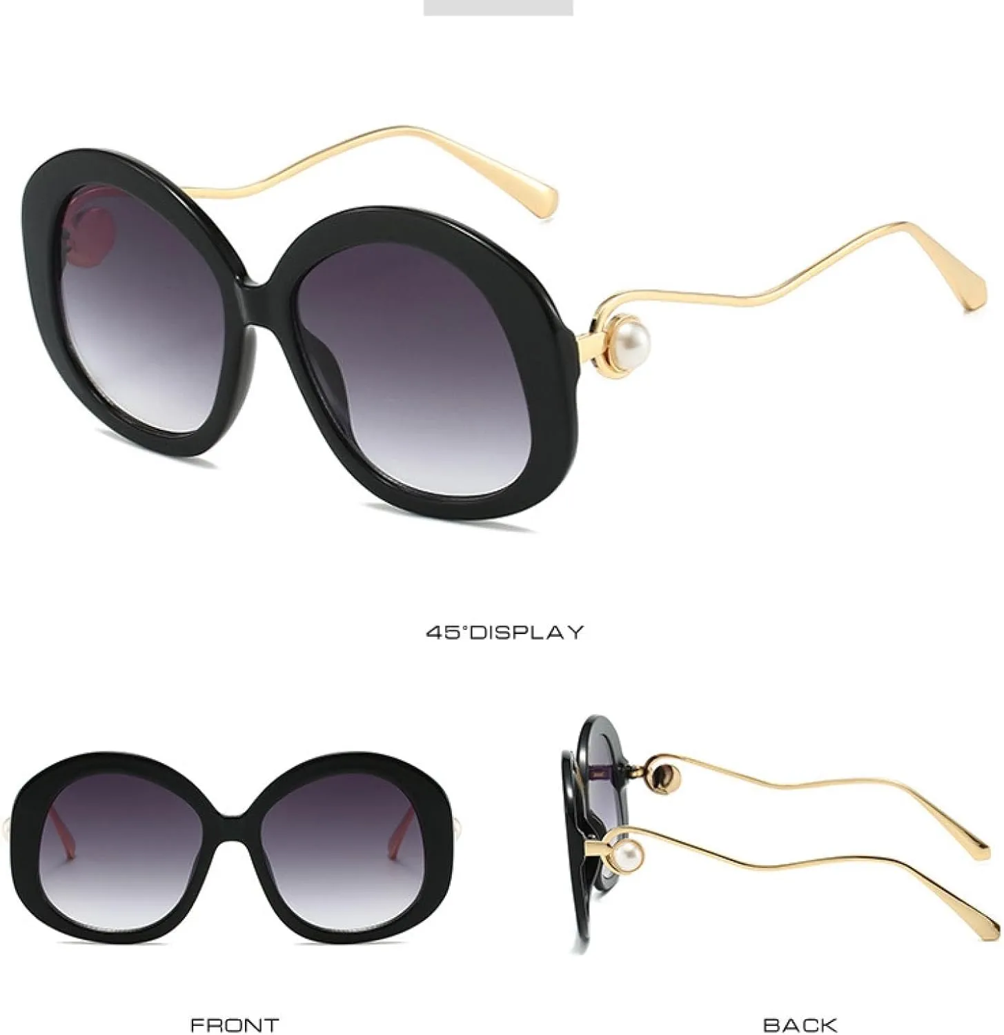 Luxury Big Frame Metal Oval Sunglasses for Women Men Outdoor Driving Travel Sun Glasses Uv400