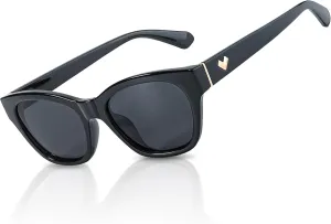 LVIOE Narrow Polarized Sunglasses for Women Trendy Classic Cat Eye Sun Glasses for Small Face Women with UV400 Protection