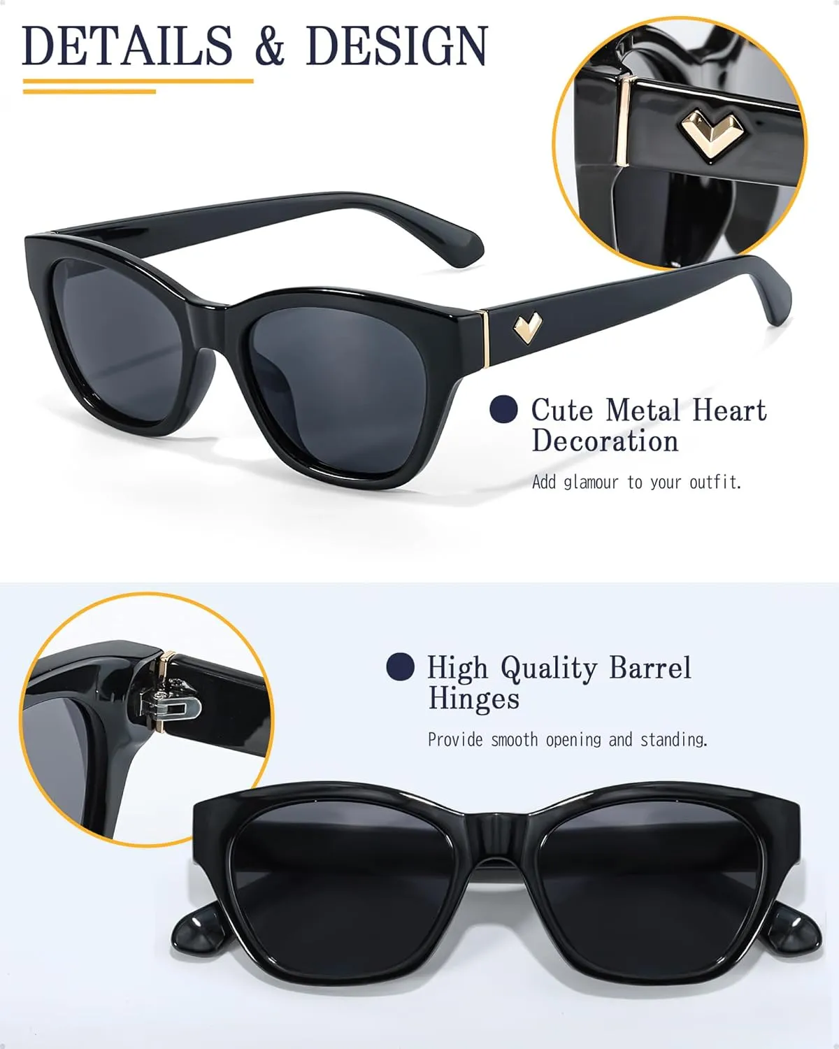 LVIOE Narrow Polarized Sunglasses for Women Trendy Classic Cat Eye Sun Glasses for Small Face Women with UV400 Protection