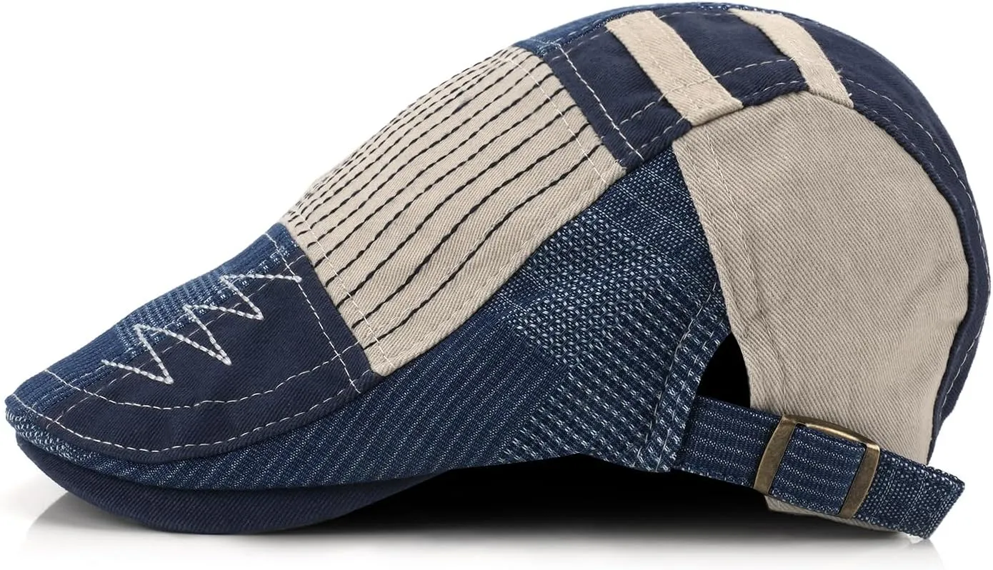 M MOACC Men's Beret Hat Cotton Buckle Adjustable Newsboy Hats for Men Driving Flat Caps Cabbie Gatsby Cap