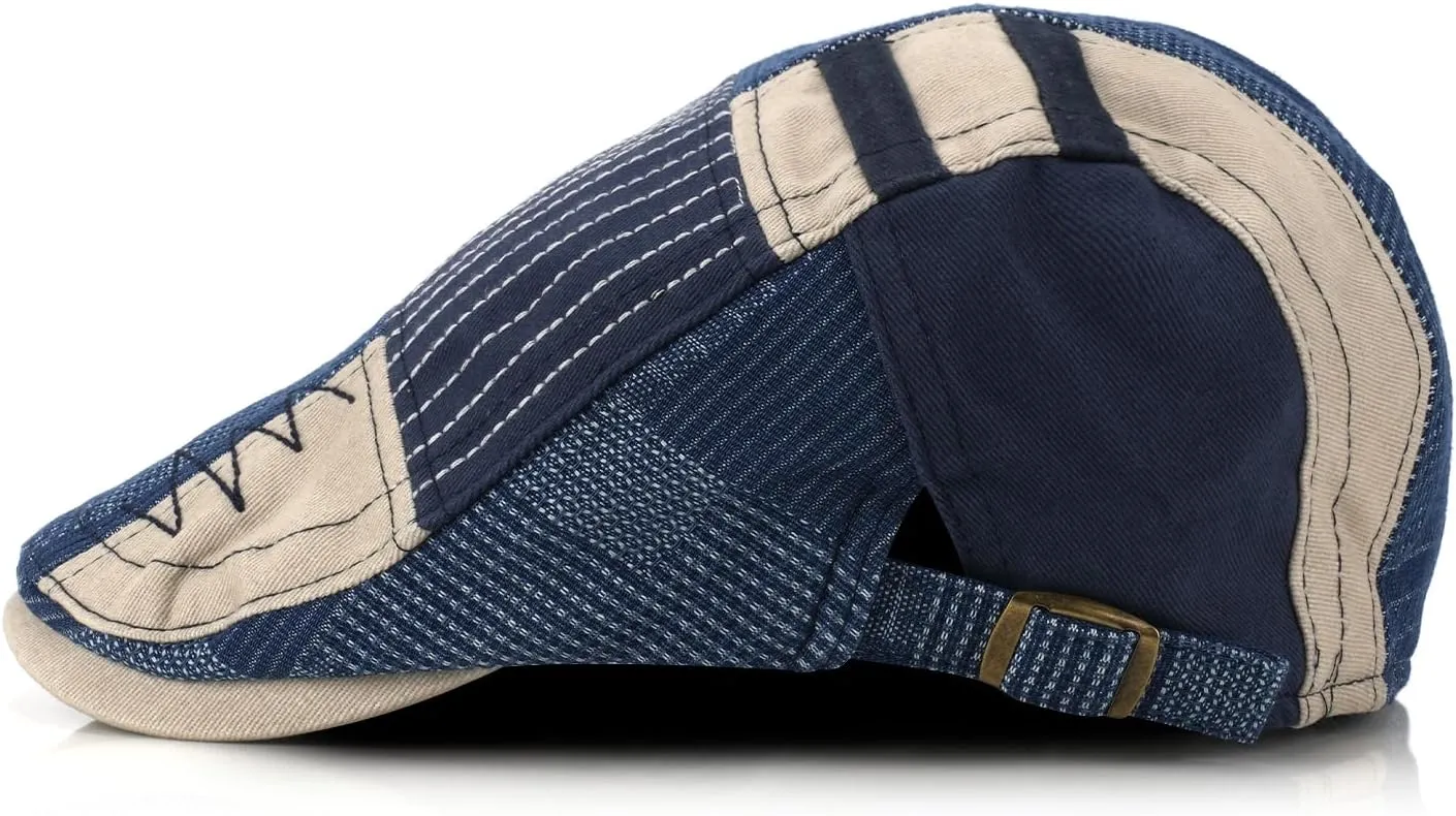 M MOACC Men's Beret Hat Cotton Buckle Adjustable Newsboy Hats for Men Driving Flat Caps Cabbie Gatsby Cap