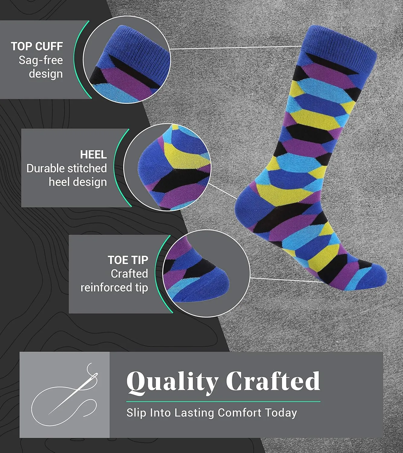 Marino Men's Dress Socks - Colorful Funky Socks for Men - Cotton Fashion Patterned Socks - 12 Pack