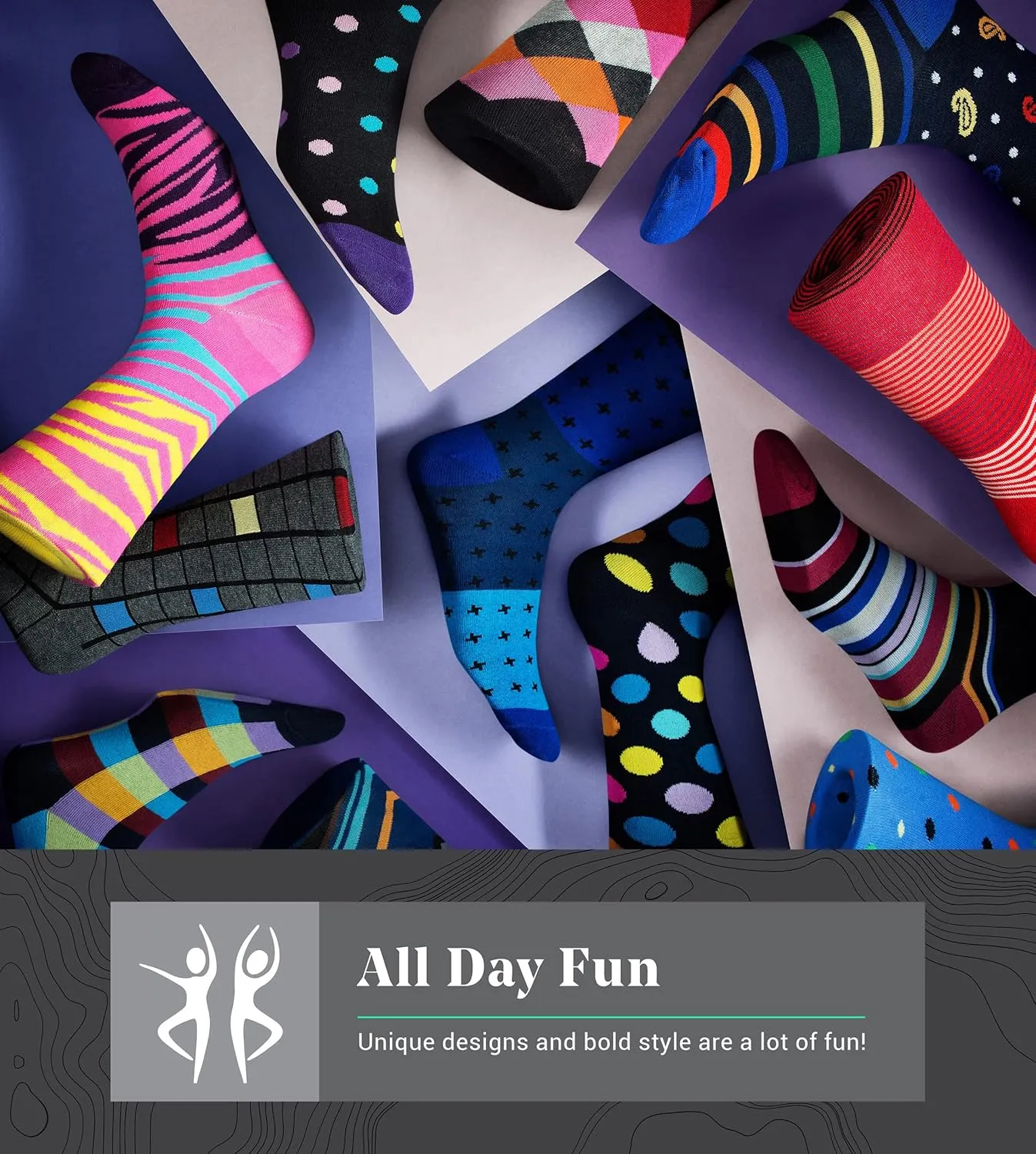 Marino Men's Dress Socks - Colorful Funky Socks for Men - Cotton Fashion Patterned Socks - 12 Pack